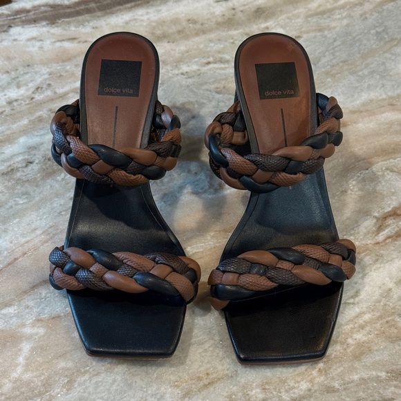 Women’s DOLCE VITA Paily brown & black braided heeled sandal- Size 9 - Picture 3 of 9